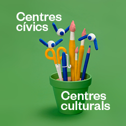 Bàner amb el text: Centres cívics. Centres culturals.